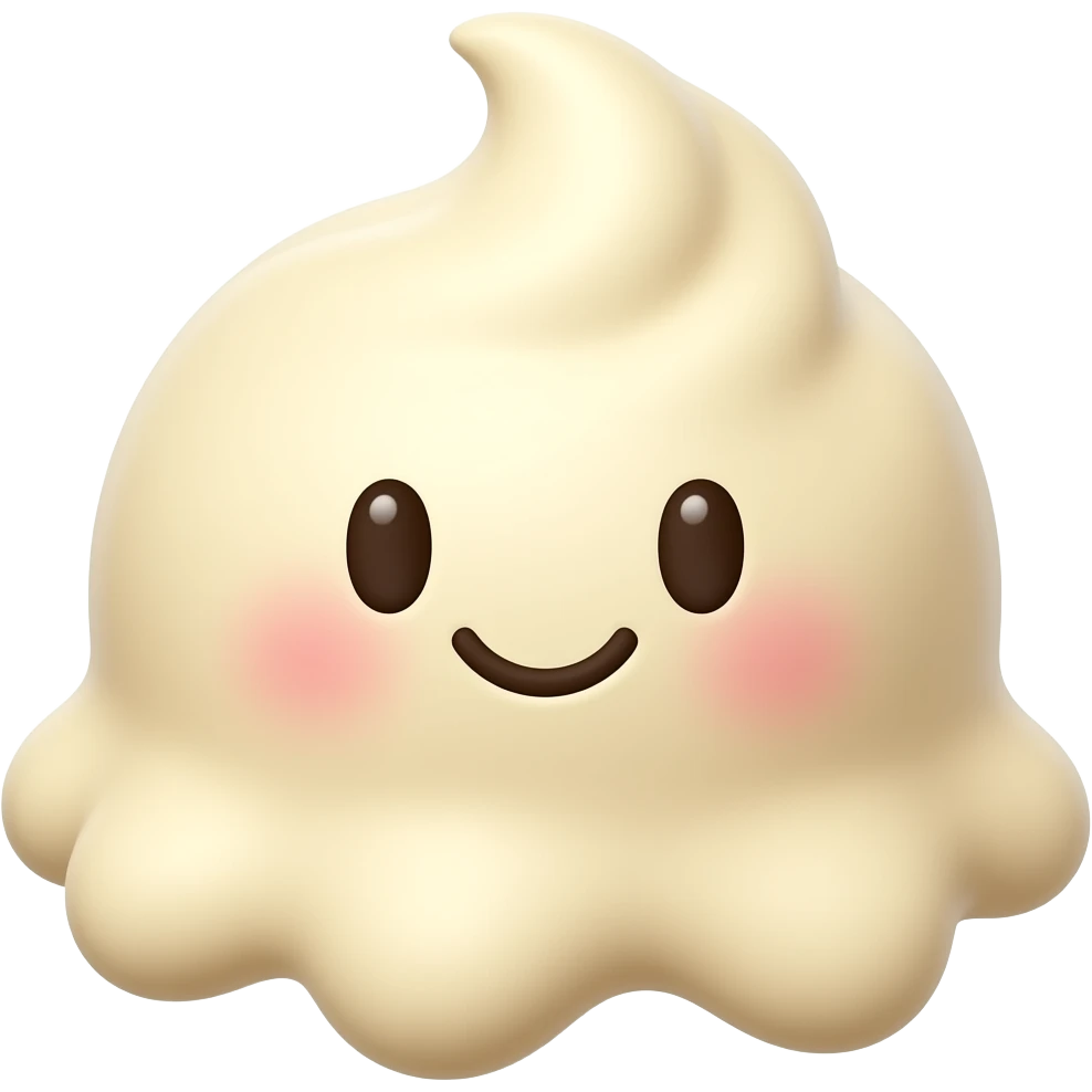 cute vanilla ice cream emoji, slightly darker color, 3D cartoon, soft lighting emoji