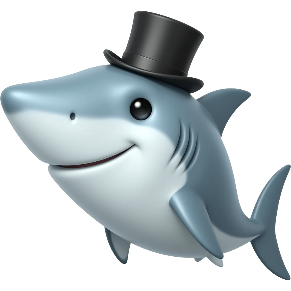Shark with a top hat emoji