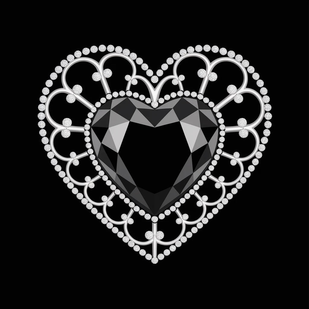gothic heart with a black gemstone emoji