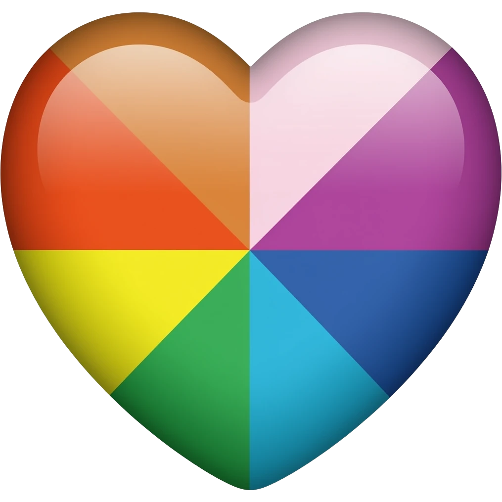 Progress heart red, orange, yellow, green, blue, violet, white, pink, light blue, brown, black emoji