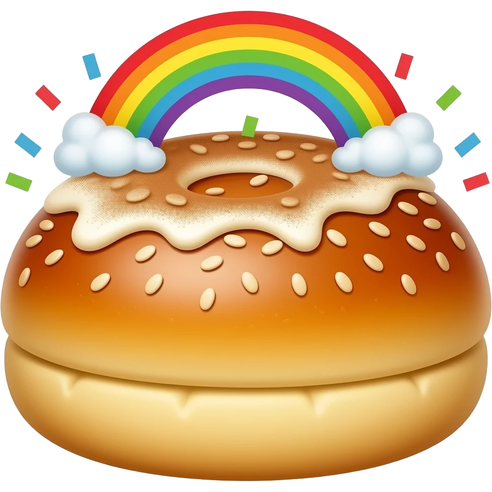 only rainbow confetti in background. just cinnamon on the bun emoji
