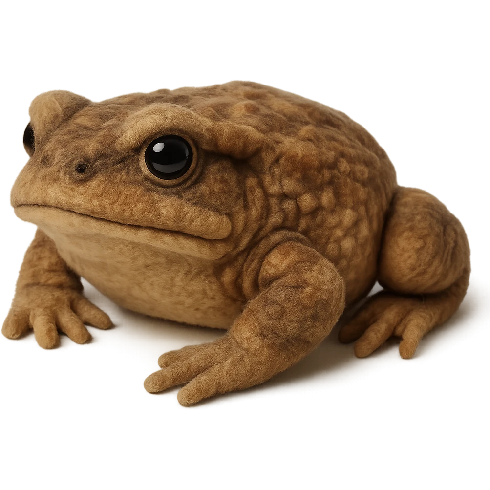 realistic bufo frog doll, plush toy, soft textures, detailed, no background emoji
