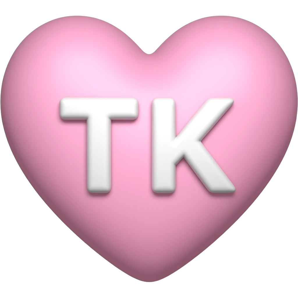 сердечко пастельной розовое с буквами T и K emoji