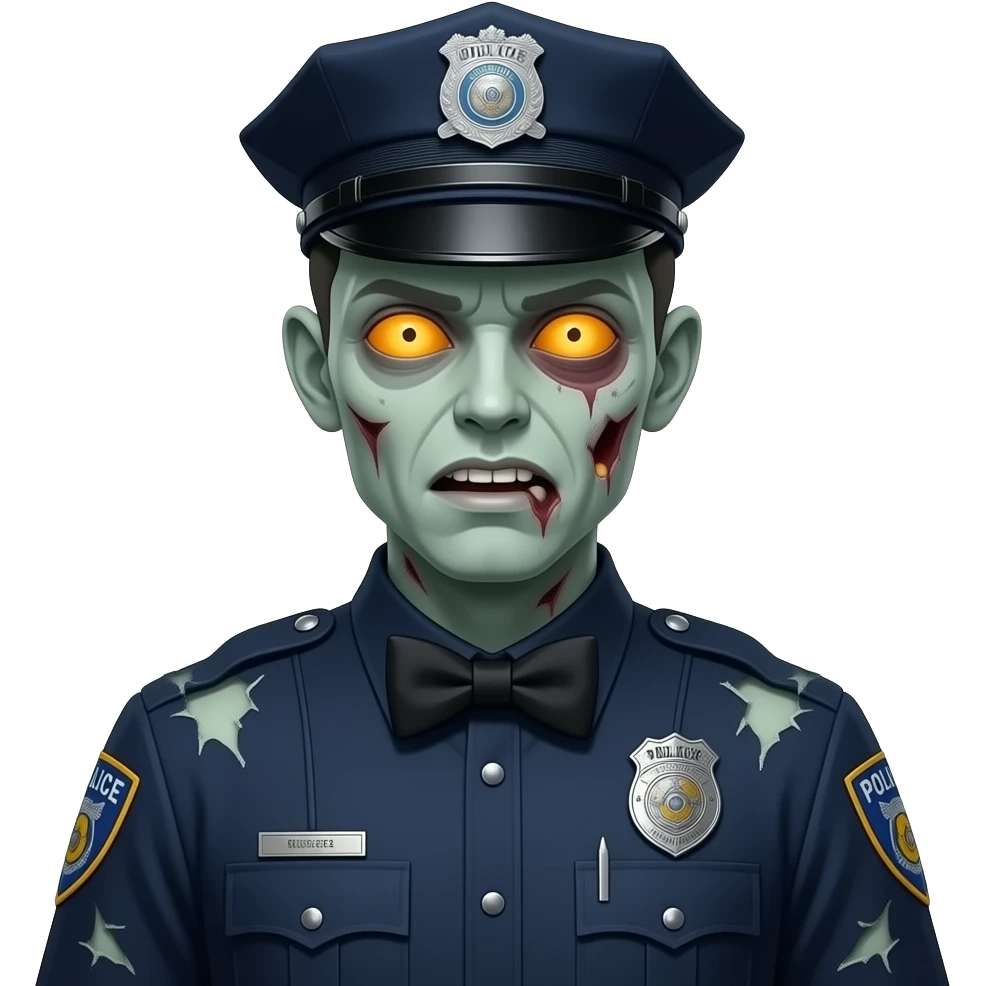 Zombie police officer wearing a bow tie. emoji