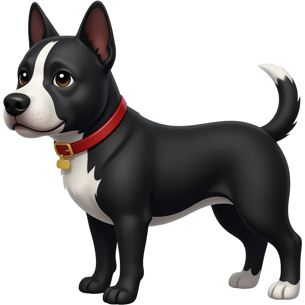 black dog with a white crest emoji
