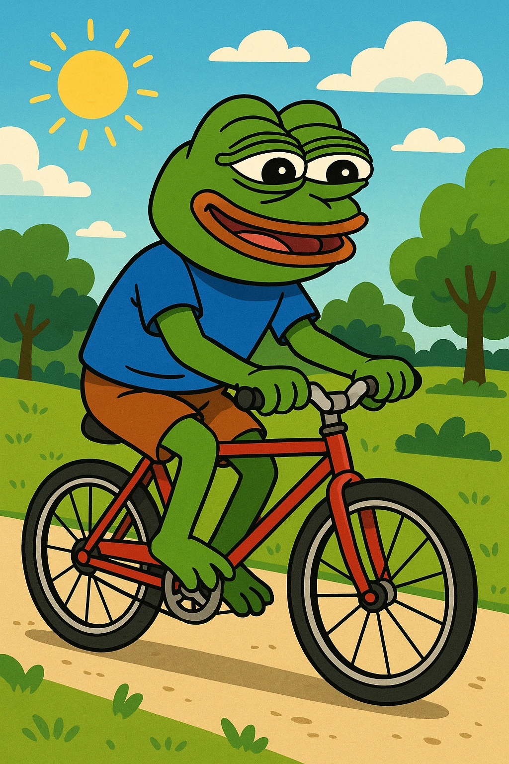 create a pepe riding bike emoji