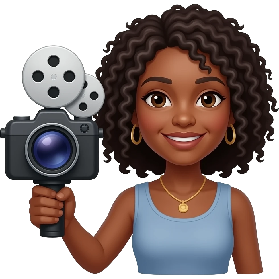actrice noire avec une camera cinématique à coté emoji
