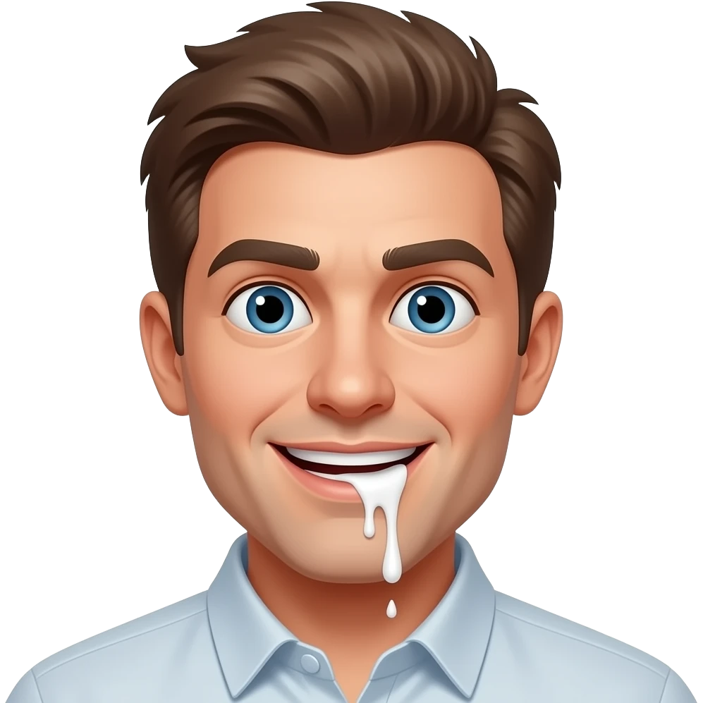 Crazy Guy with white liquid on mouth emoji