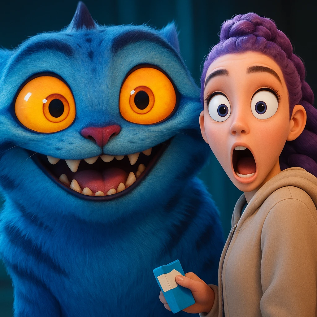 Change the girl's expression to surprised with wide open eyes and mouth, keep the style and character the same, only modify her eyes and mouth. emoji