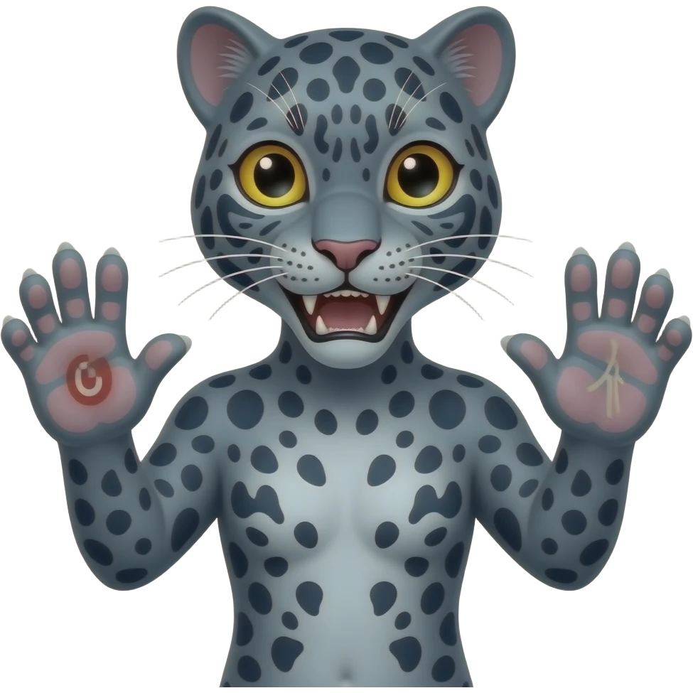 Lisa frank panther with stigmata on her hands emoji