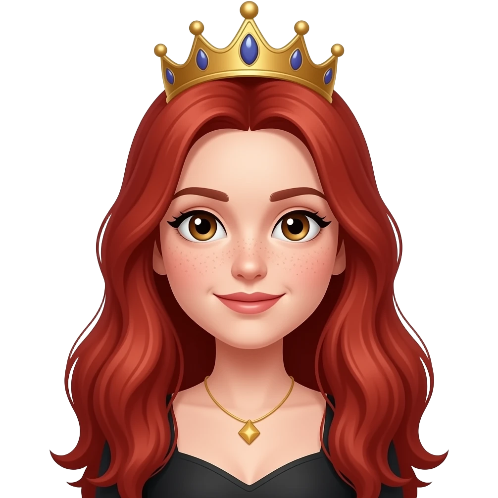 brown eyes Long red head queen with a little freckles emoji