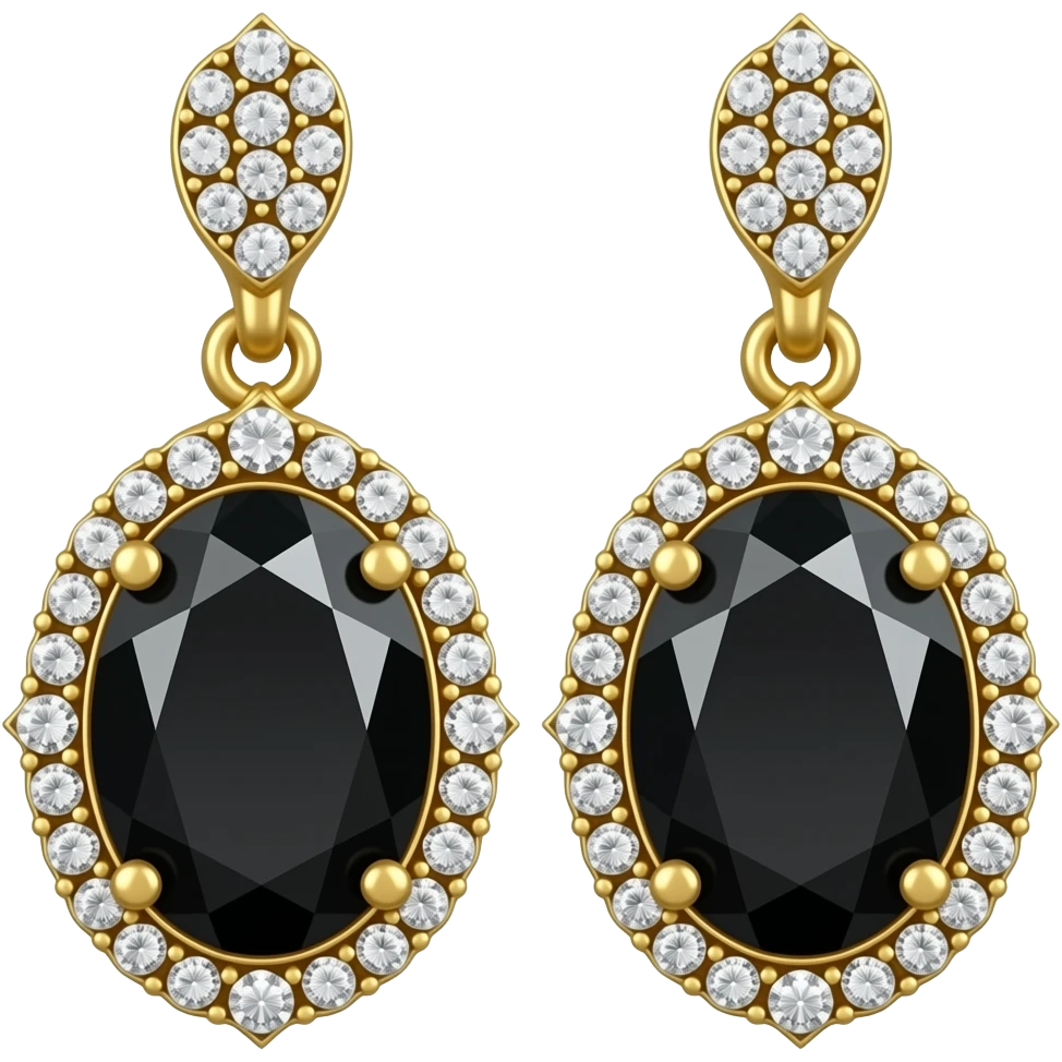ultra realistic isolated rendering, glamorous style and appearance,  black opal gemstone earrings with hyperrealism gold and diamonds, 8k hd quailty, 600 dpi. No emoji icons no emoji faces  emoji