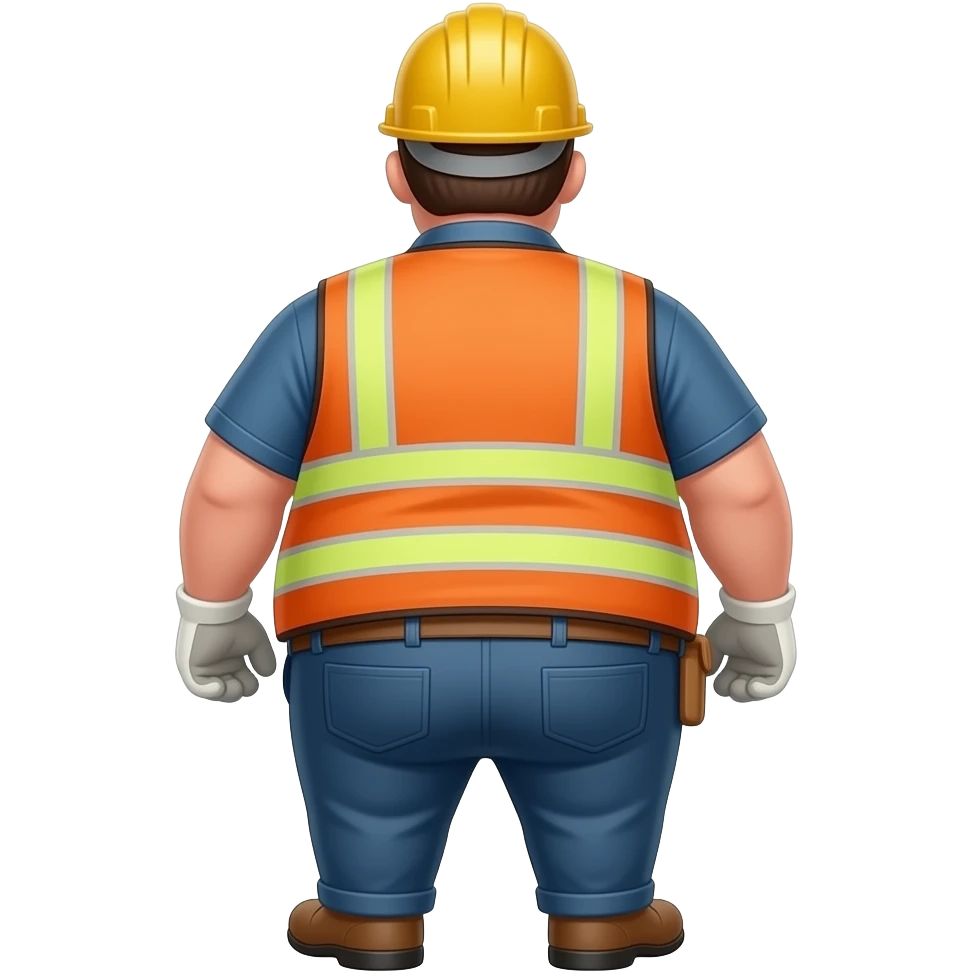 Fat construction guy with a big butt emoji