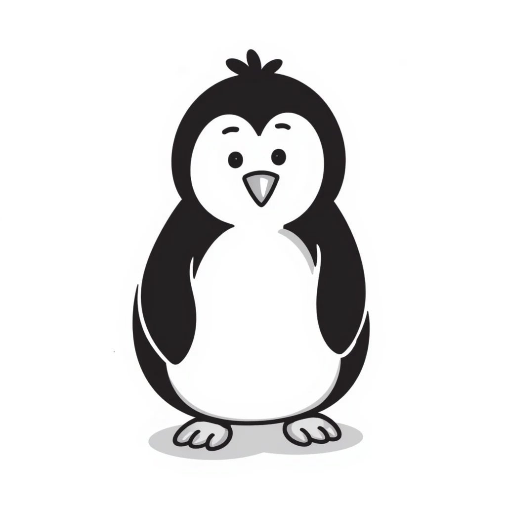 penguin, hand drawn, sketch style, notion doodle style emoji
