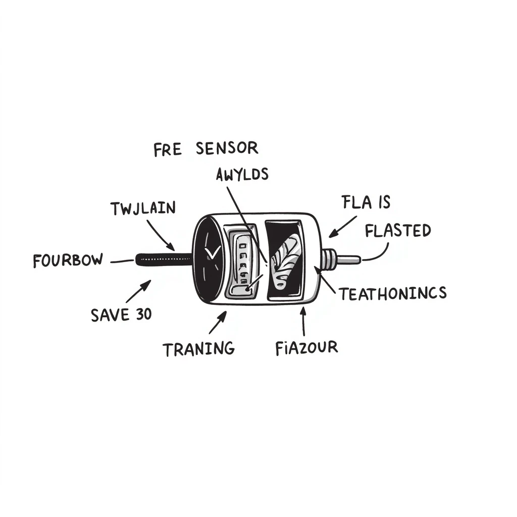PT1000 temperature sensor, technical illustration, labeled emoji