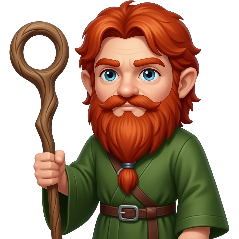 Halfling druid red hair and beard  no mustaches emoji