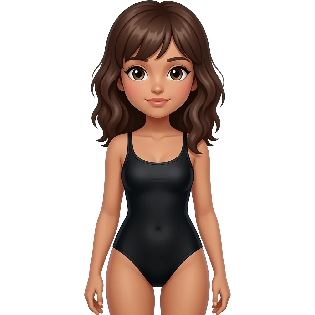 Full body tan girl wearing black swimsuit emoji