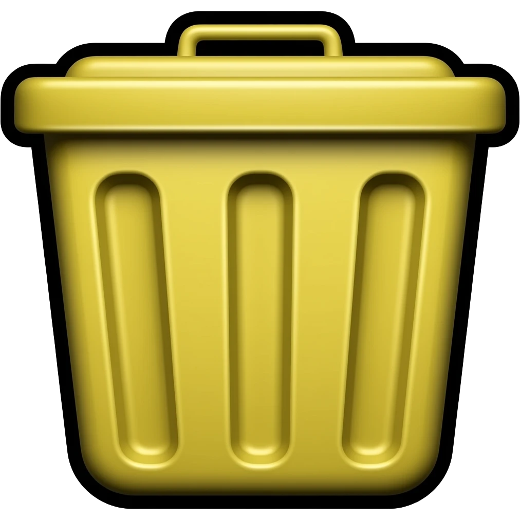 thick black outline, bright trash can emoji, thick black outline, simple cartoon emoji