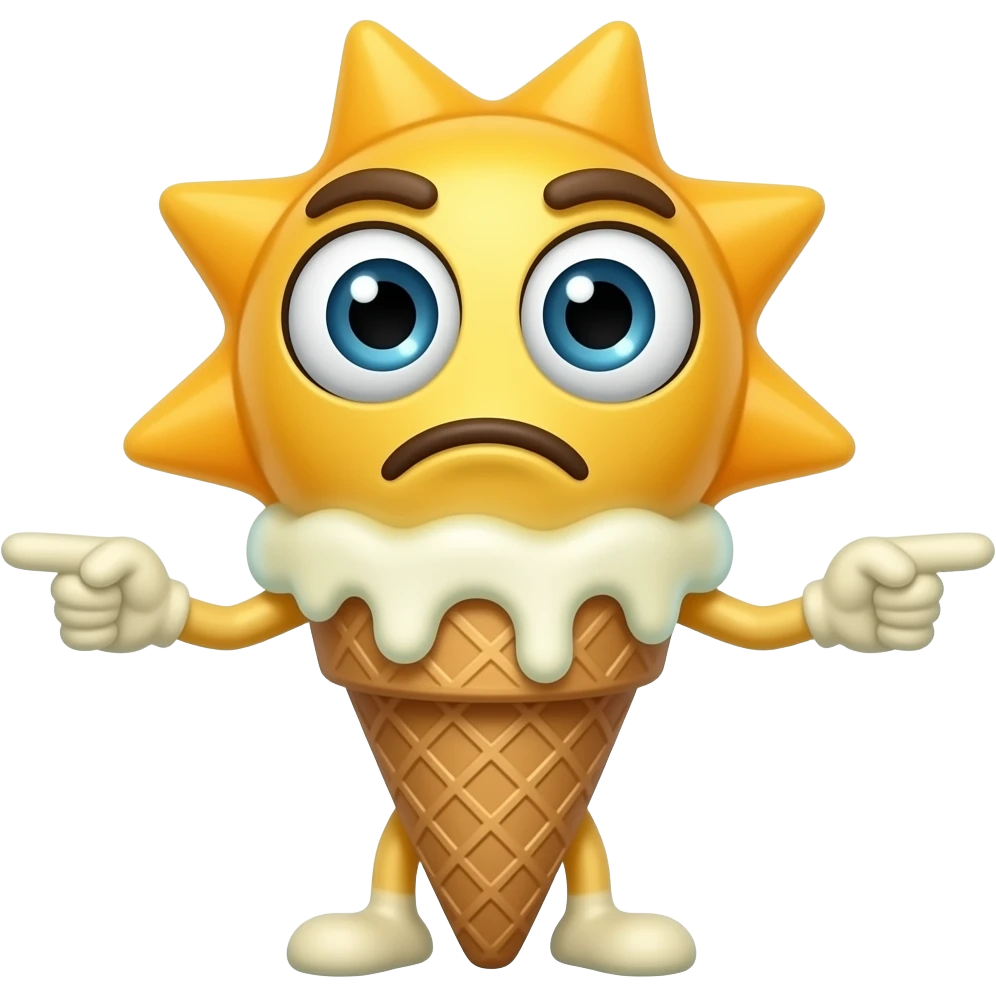 a sunlolly icecream with eyes and arms with the hands to the right and left like the ice cream is in doubt emoji