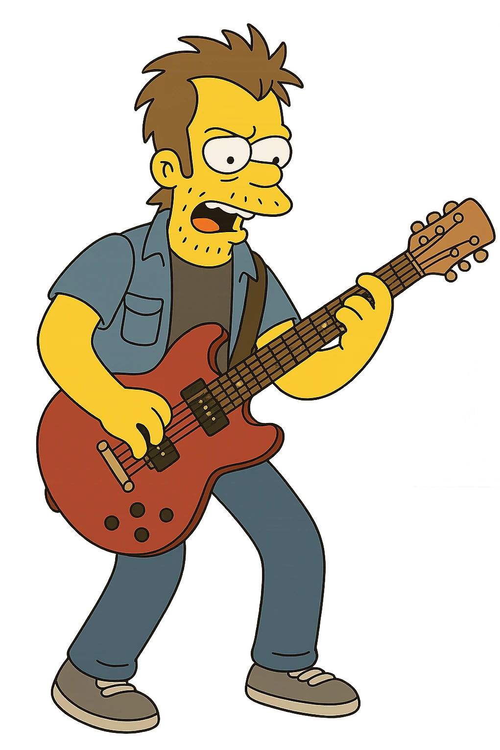 guitarist in clear Simpsons cartoon style emoji