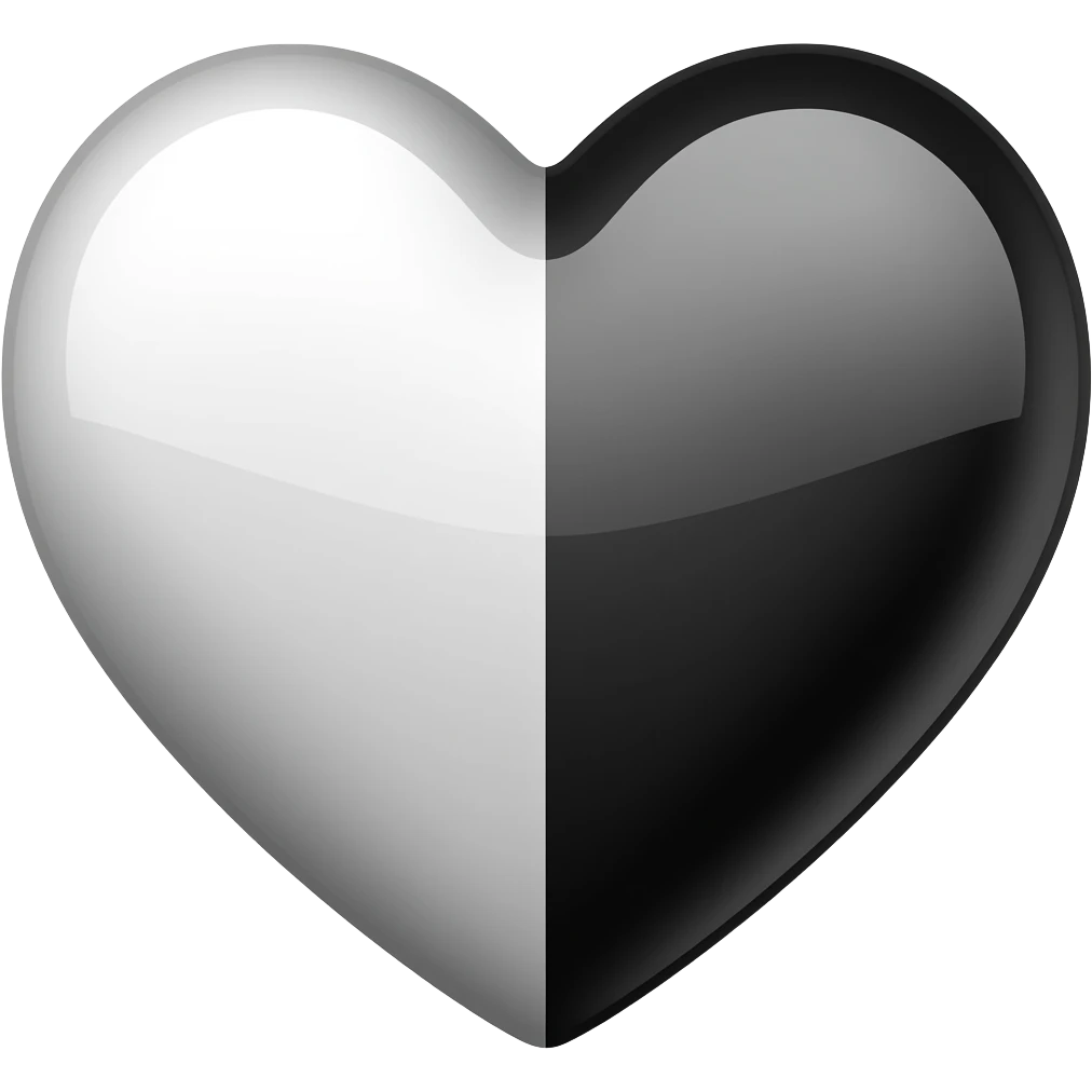 i want a heart that is half white and half black. i want to be able to copy and paste it emoji