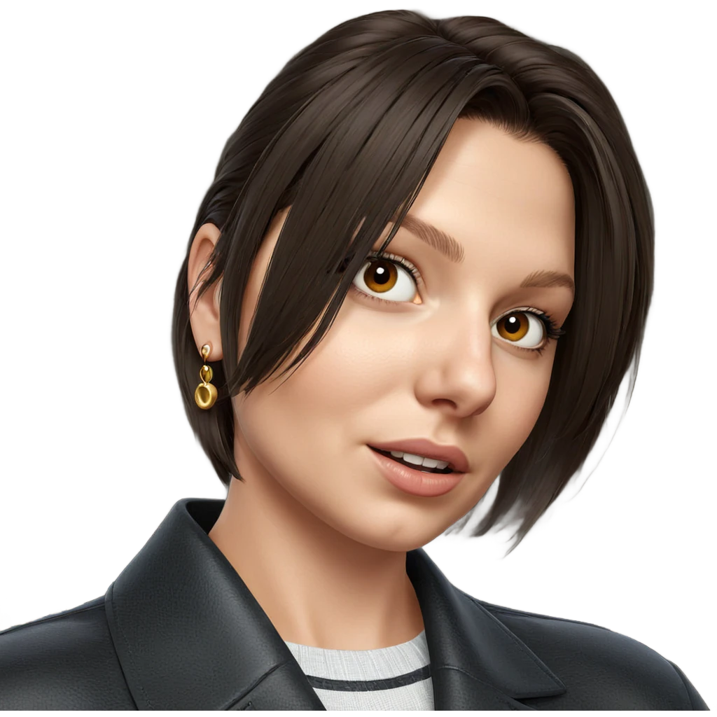 brown-eyed girl portrait with earrings emoji