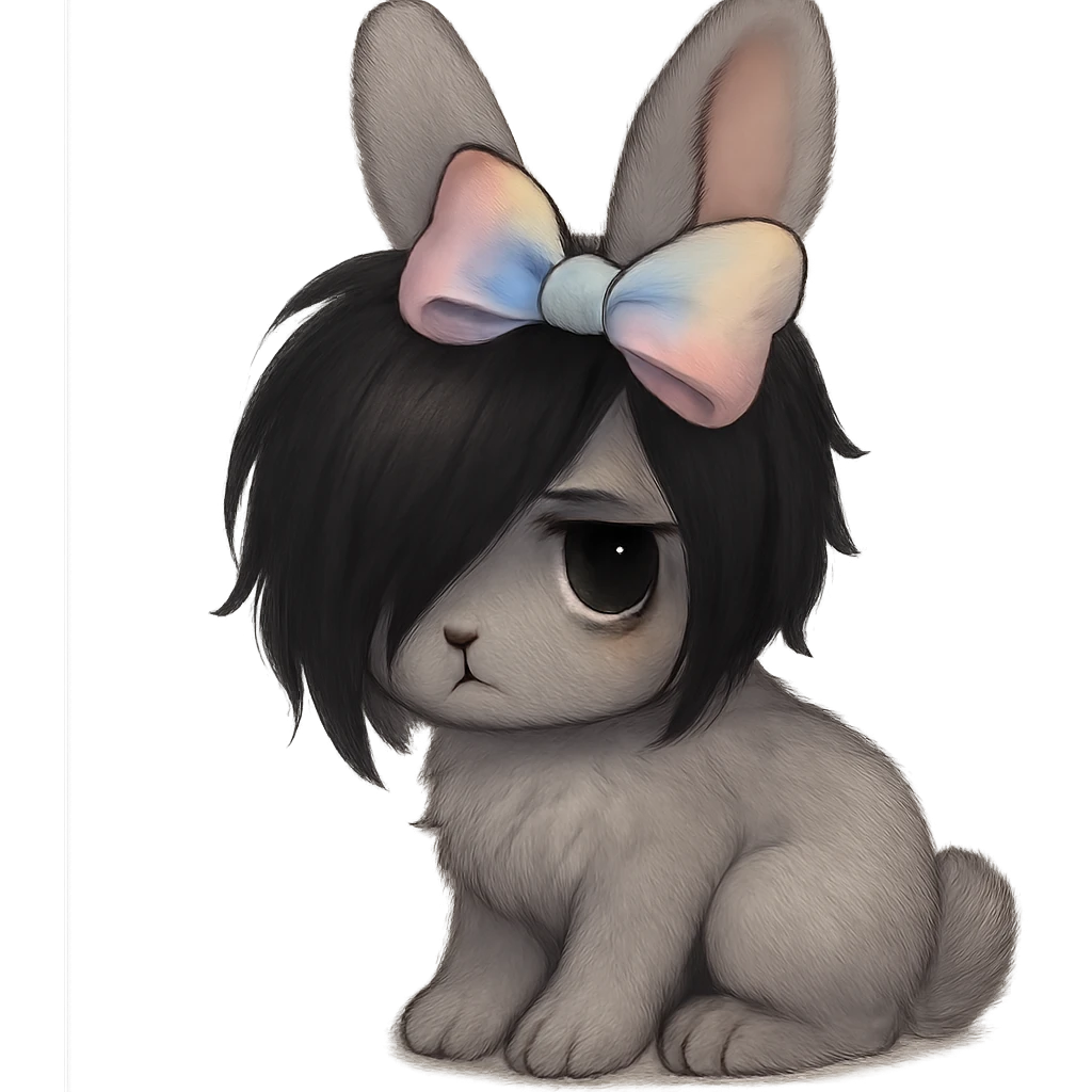 emo bunny with pastel bow emoji