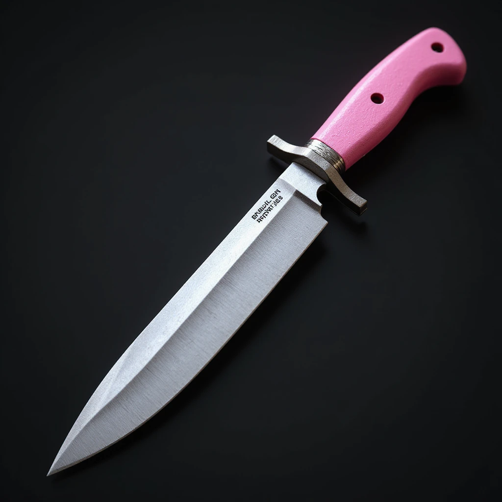 realistic gothic knife with pink handle, photorealistic style emoji