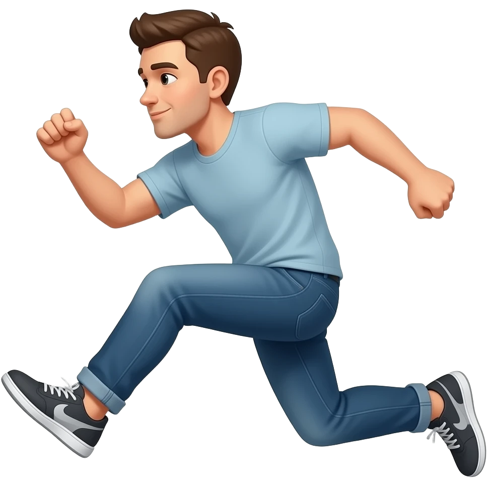 A man jumping facing left with his knees up emoji