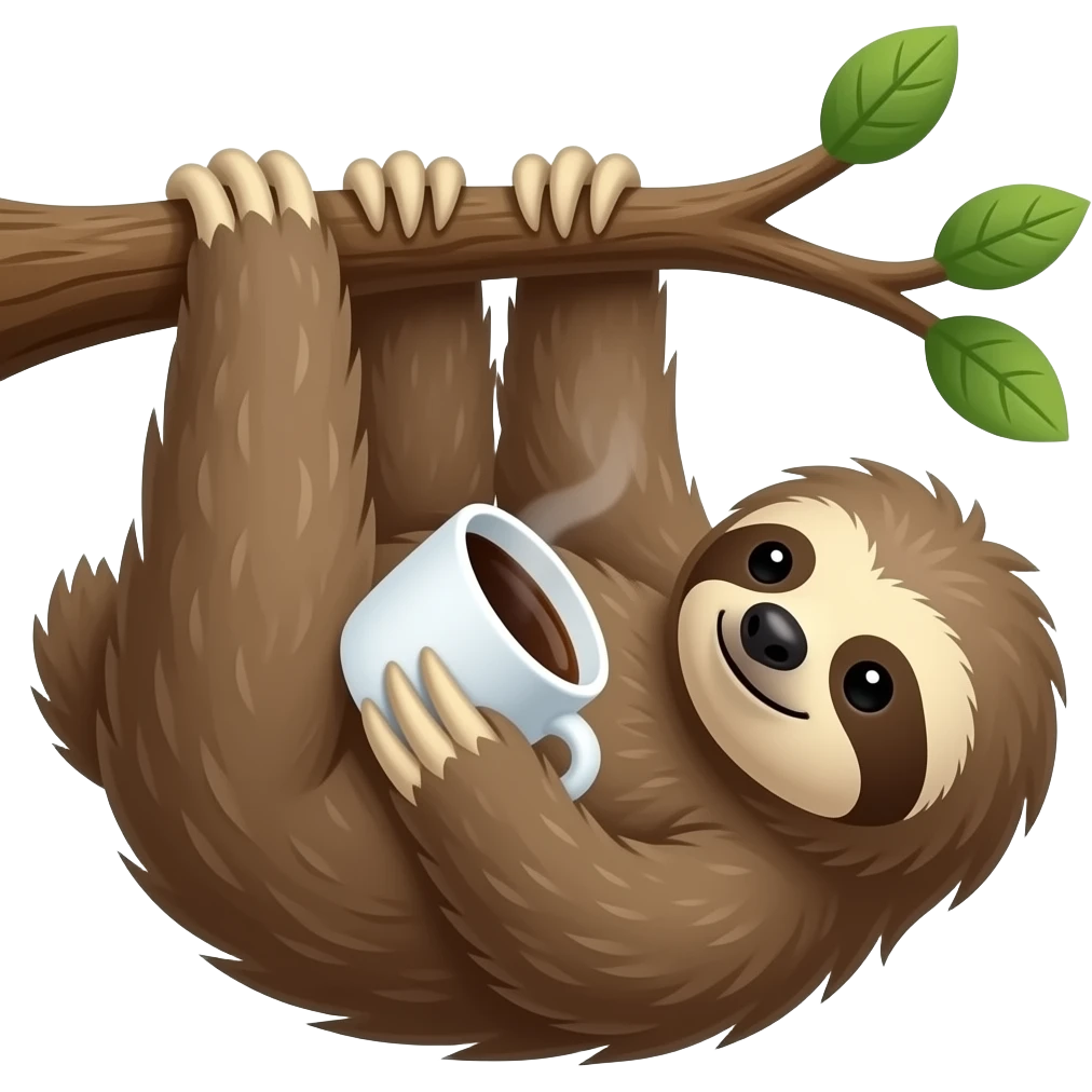 sloth tree morning coffee hanging emoji