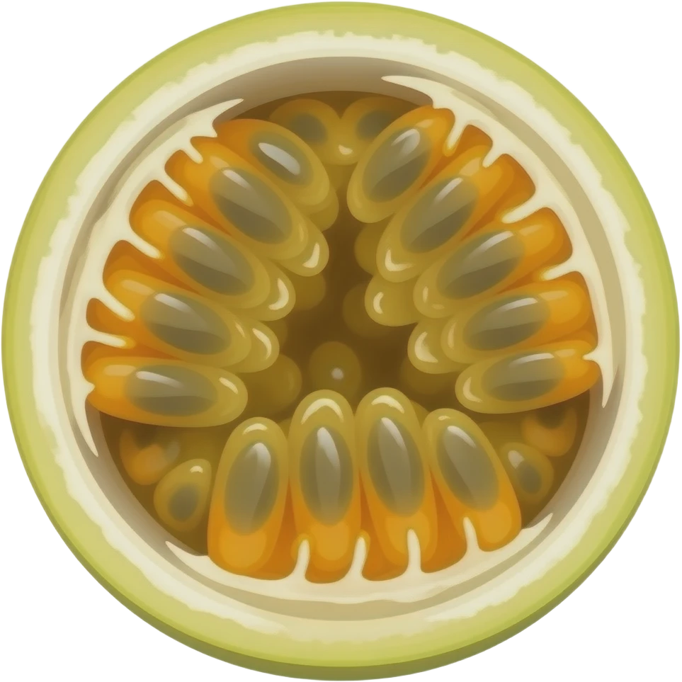 Passion fruit Yellow shell cut in half emoji