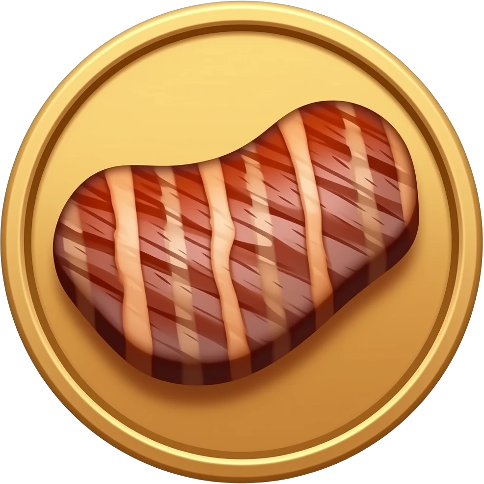 coin with bbq meat on it emoji