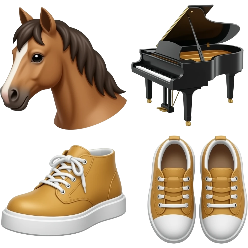 horse + piano + shoes emoji