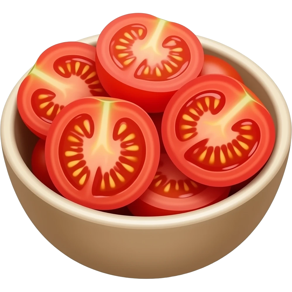 sliced cherry tomatoes in a bowl emoji