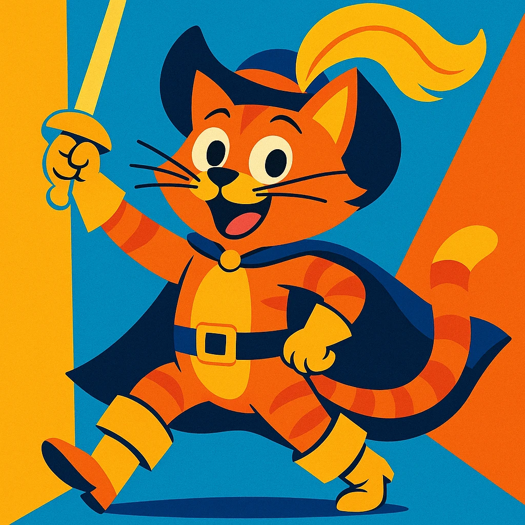 Puss in Boots, cartoon style, bright colors emoji