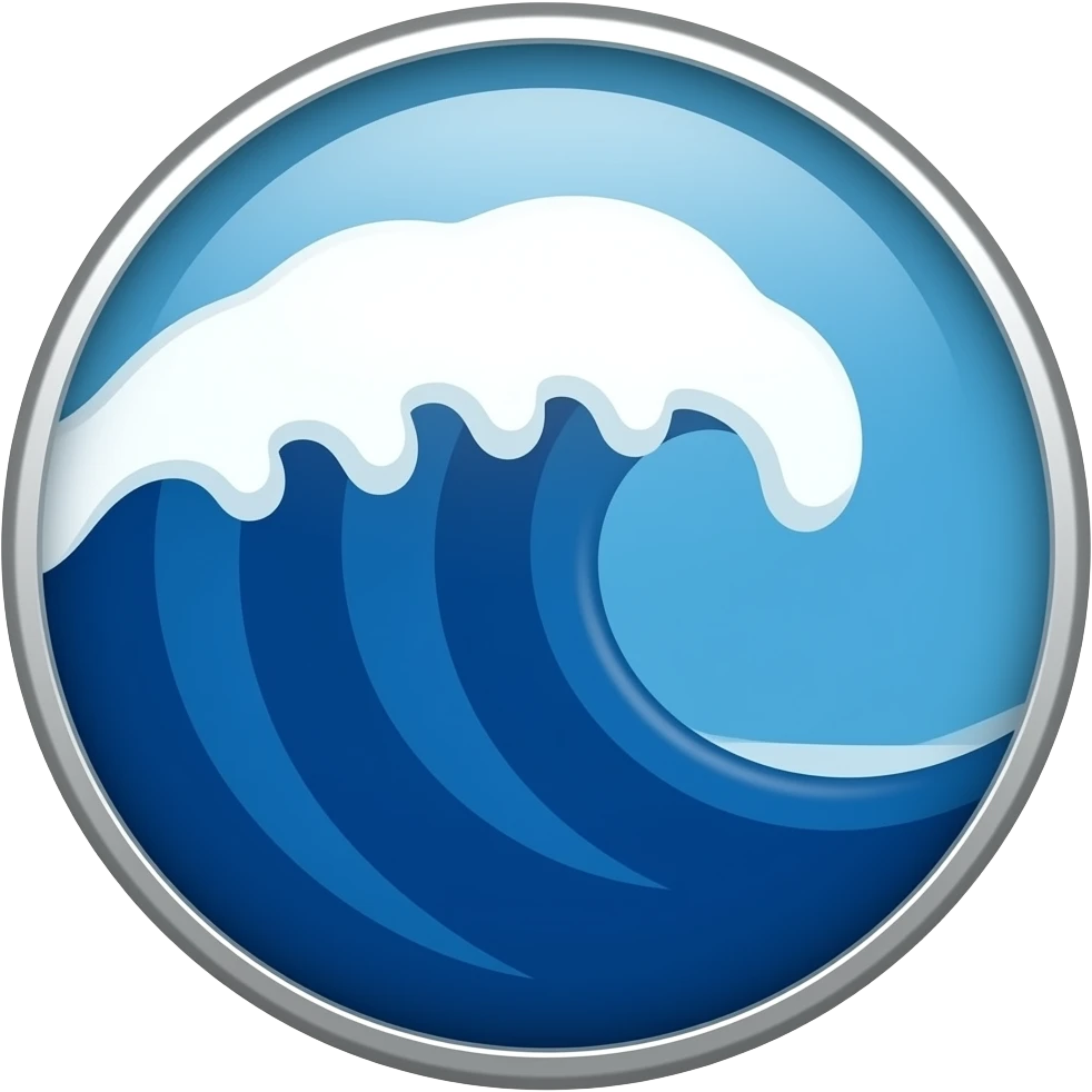 ocean wave sign + colors inclide dark blue, deep blue, celestial white emoji
