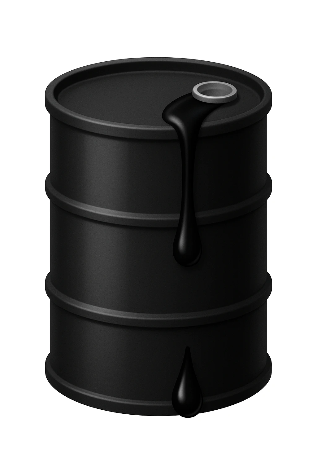 Сгенерируй мне в стиле эмоджи эпл черную бочку из верхней затычки (открывашки) немного вытекает нефть emoji