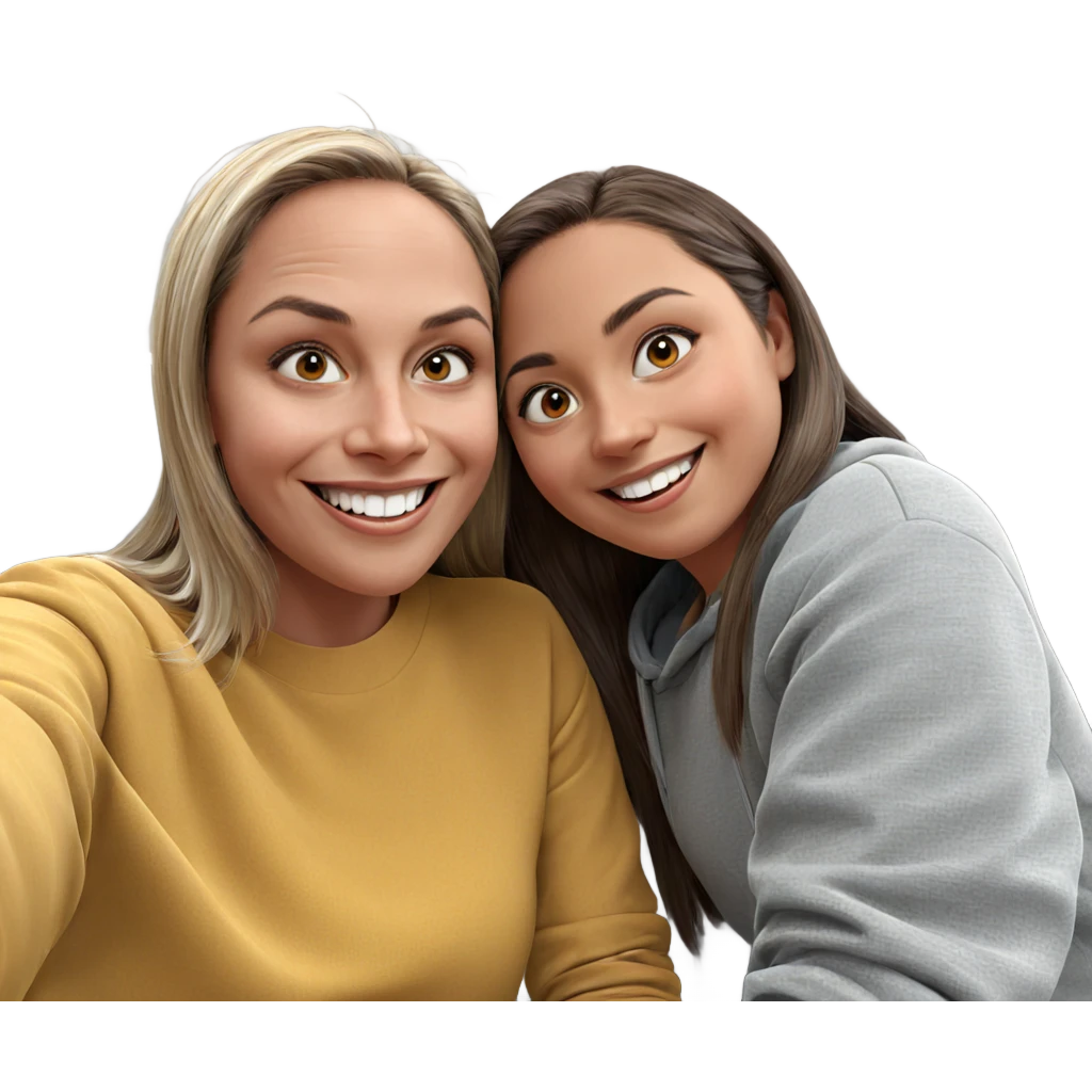 smiling girls selfie moment emoji