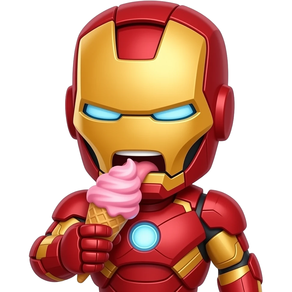 Cartoon ironman eating ice cream emoji