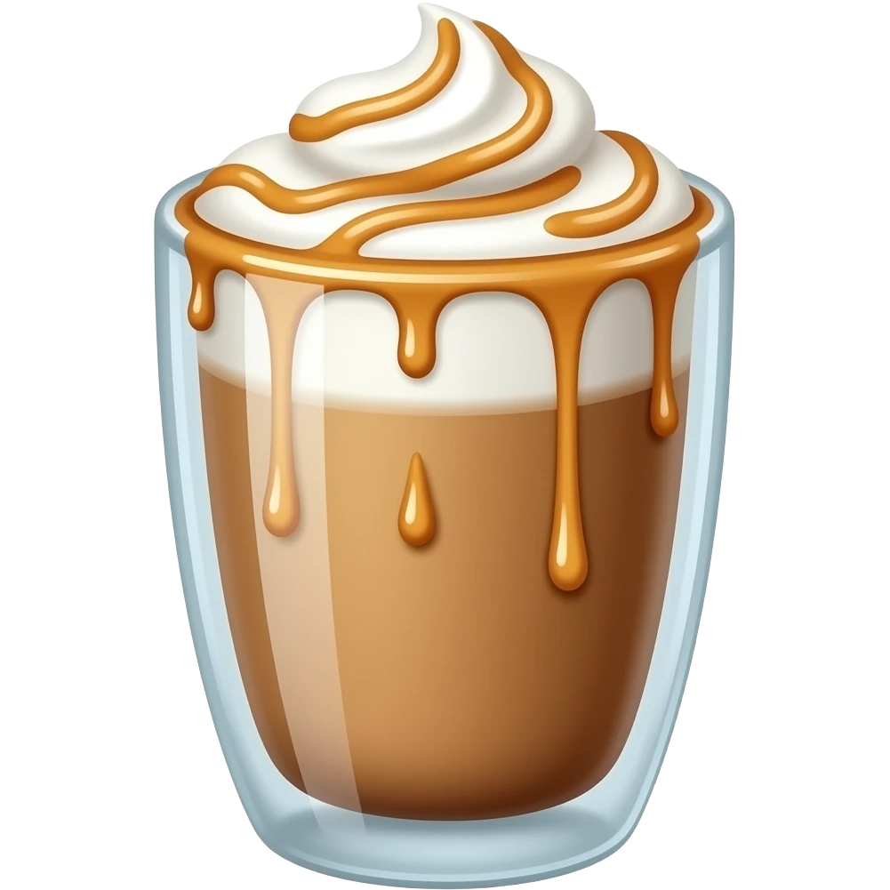 cup of flat caramel macchiato with drizzle of caramel REMOVE WHIPPED CREAM emoji