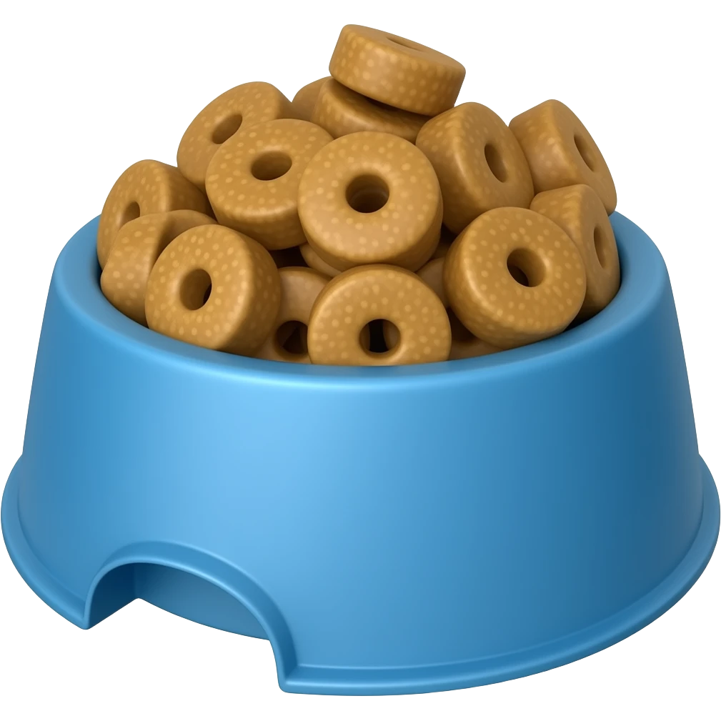 kibble bu blue pot, kibble itself is smaller and oval emoji