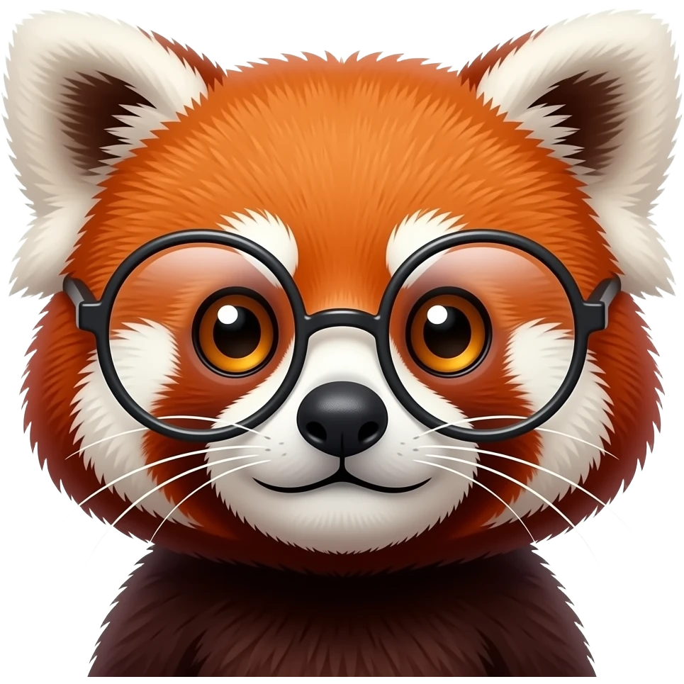 red panda with glasses, just face emoji