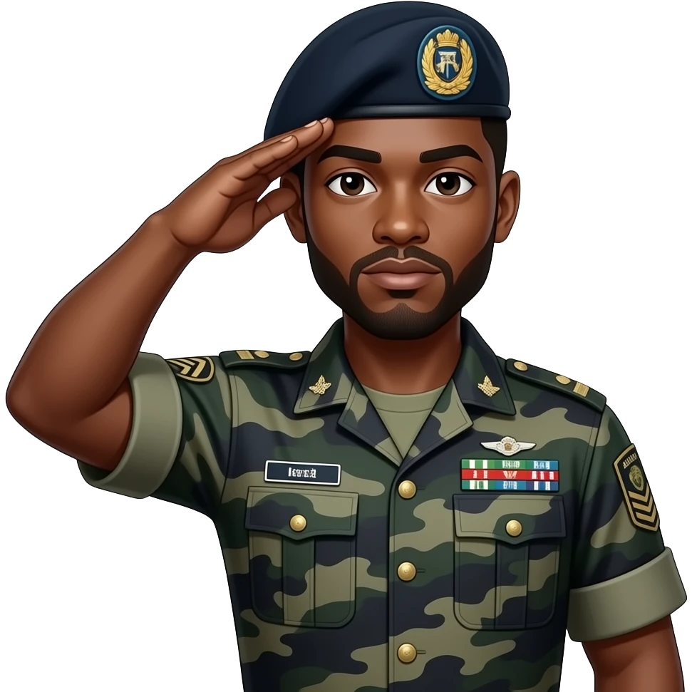 Black military guy saluting emoji