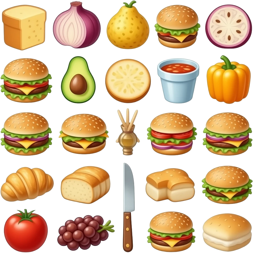giant overhead shot of a variety of food emoji