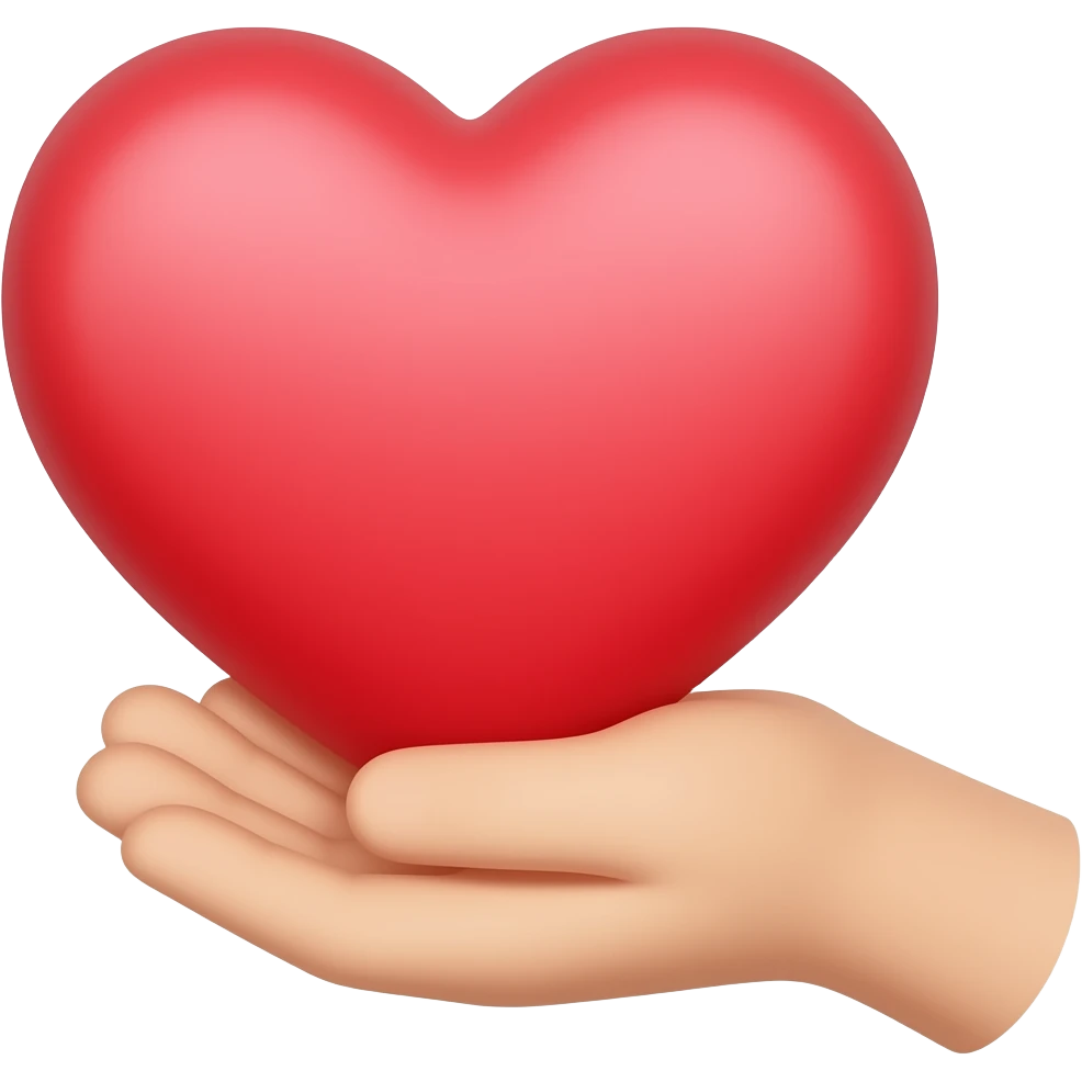 يد تحمل قلب emoji