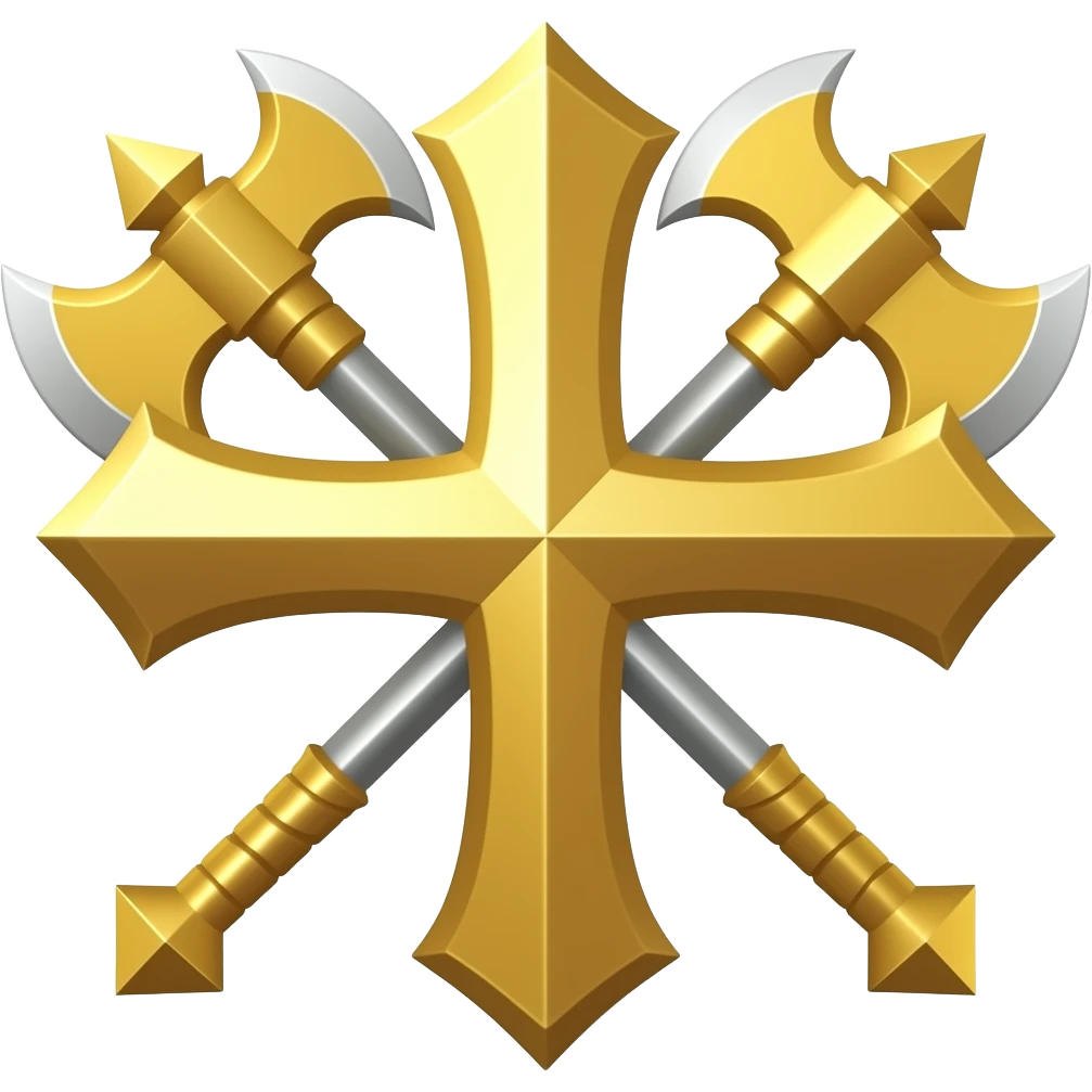 Cross of 2 battle axes colour will be golden and divine only axes no other symbols emoji