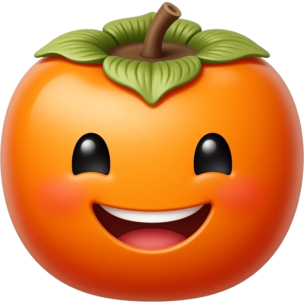 cheerful dark-skinned persimmon fruit emoji
