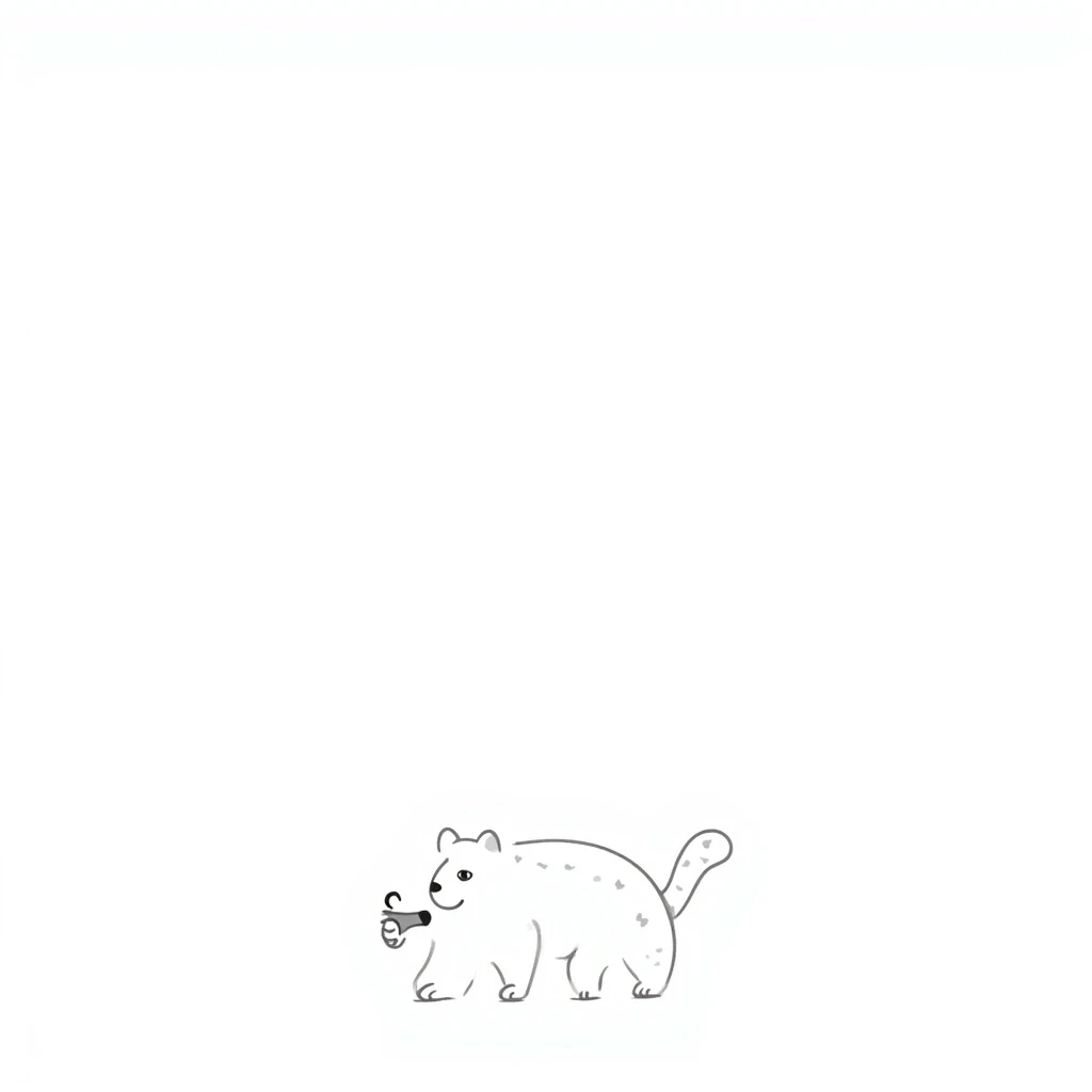 snow leopard with a megaphone, hand drawn doodle style emoji