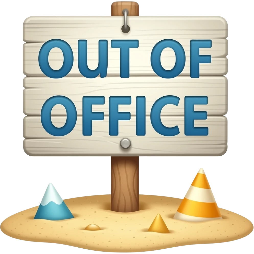 Beach sign that says Out of Office emoji