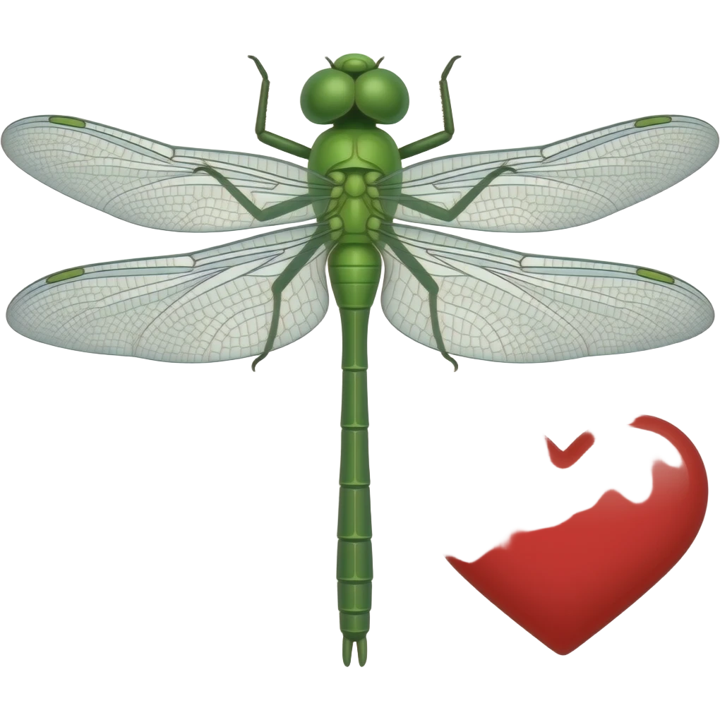 Quiero una libélula verde con un corazón rojo a lado emoji